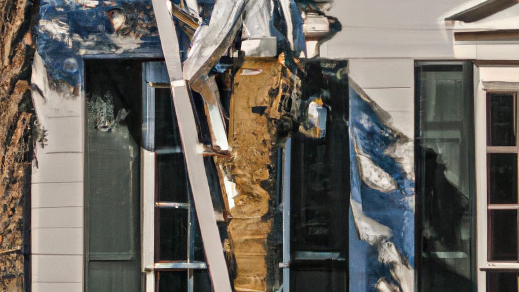 Man climbing ladder on Charleston, South Carolina home to replace roof