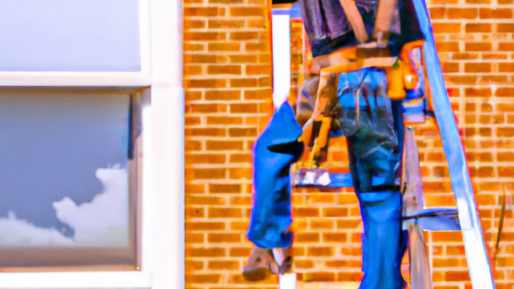 Man climbing ladder on Chicago, Illinois home to replace roof