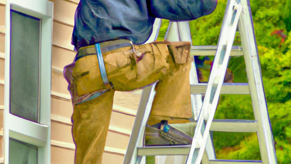 Man climbing ladder on Clarkston, Washington home to replace roof