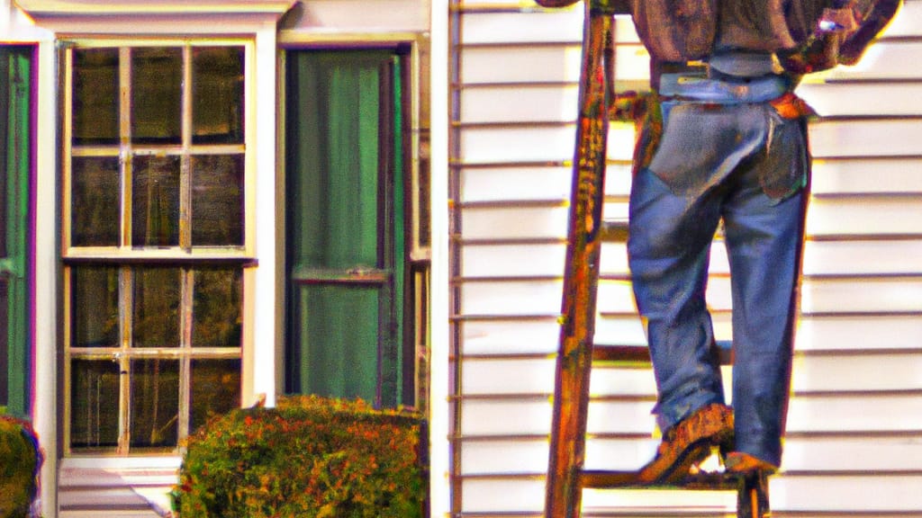 Man climbing ladder on Clinton, Mississippi home to replace roof