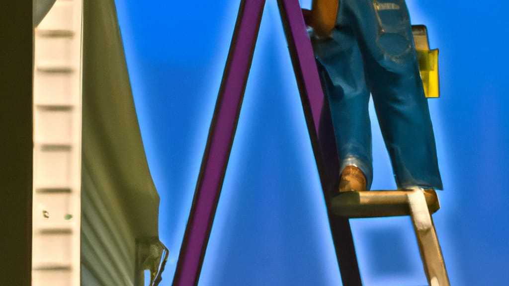 Man climbing ladder on College Station, Texas home to replace roof