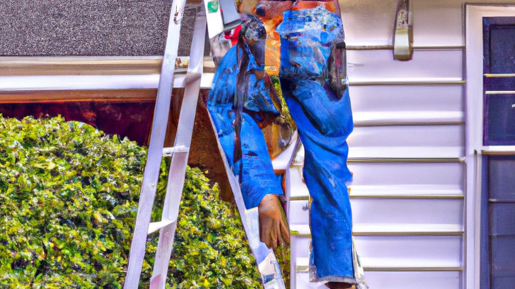 Man climbing ladder on Collierville, Tennessee home to replace roof