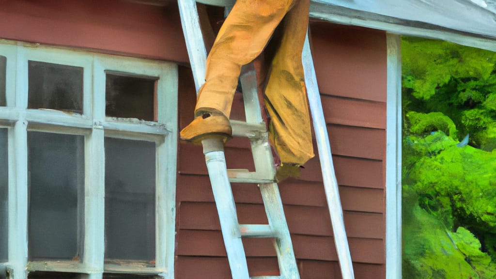 Man climbing ladder on Conley, Georgia home to replace roof
