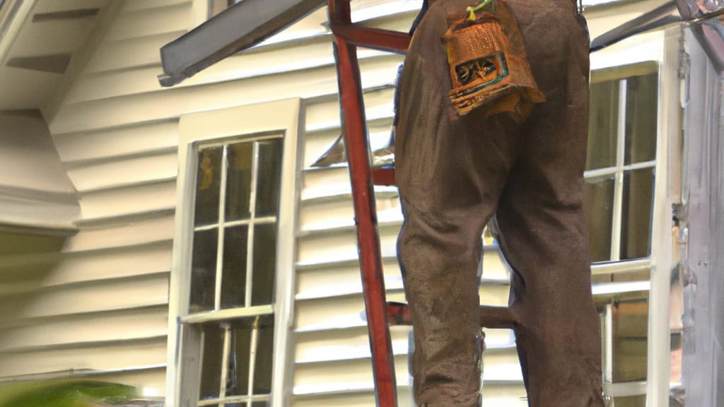 Man climbing ladder on Conover, North Carolina home to replace roof