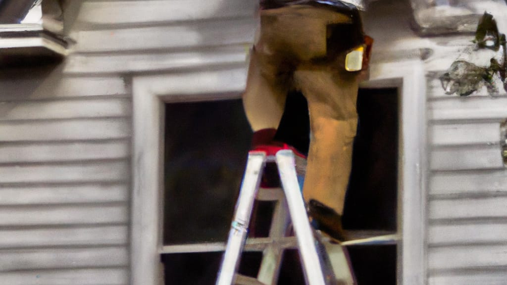 Man climbing ladder on Cullman, Alabama home to replace roof