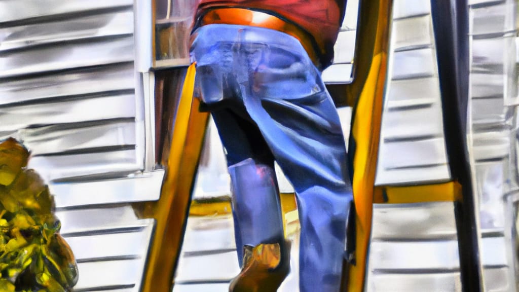 Man climbing ladder on Cynthiana, Kentucky home to replace roof