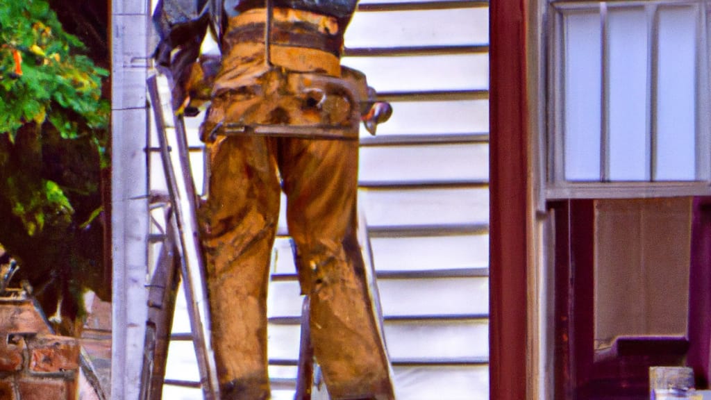 Man climbing ladder on Decorah, Iowa home to replace roof