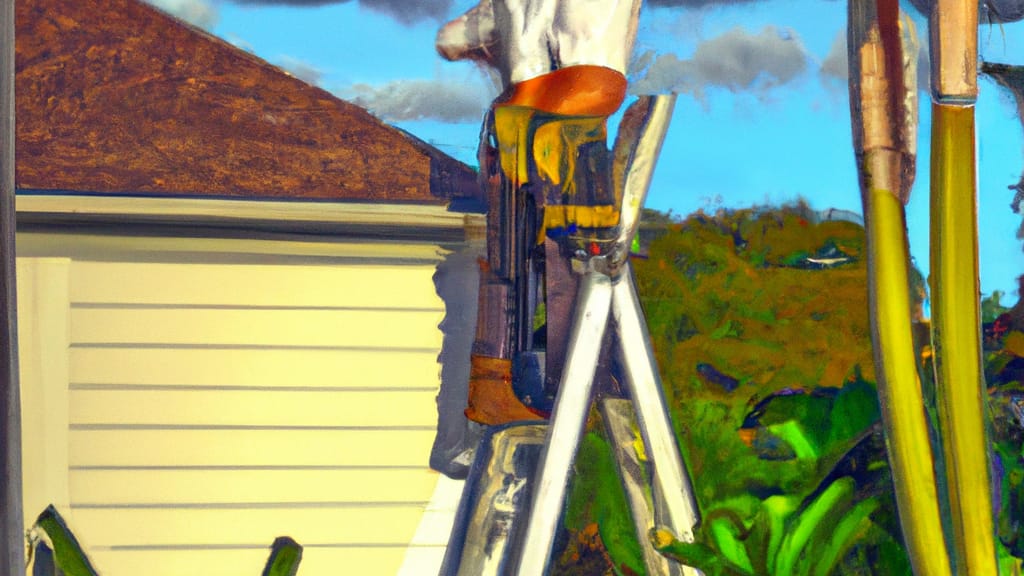Man climbing ladder on Deerfield Beach, Florida home to replace roof