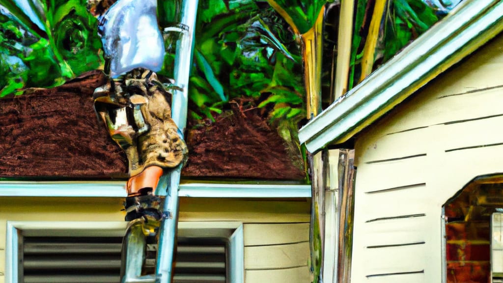 Man climbing ladder on Delray Beach, Florida home to replace roof