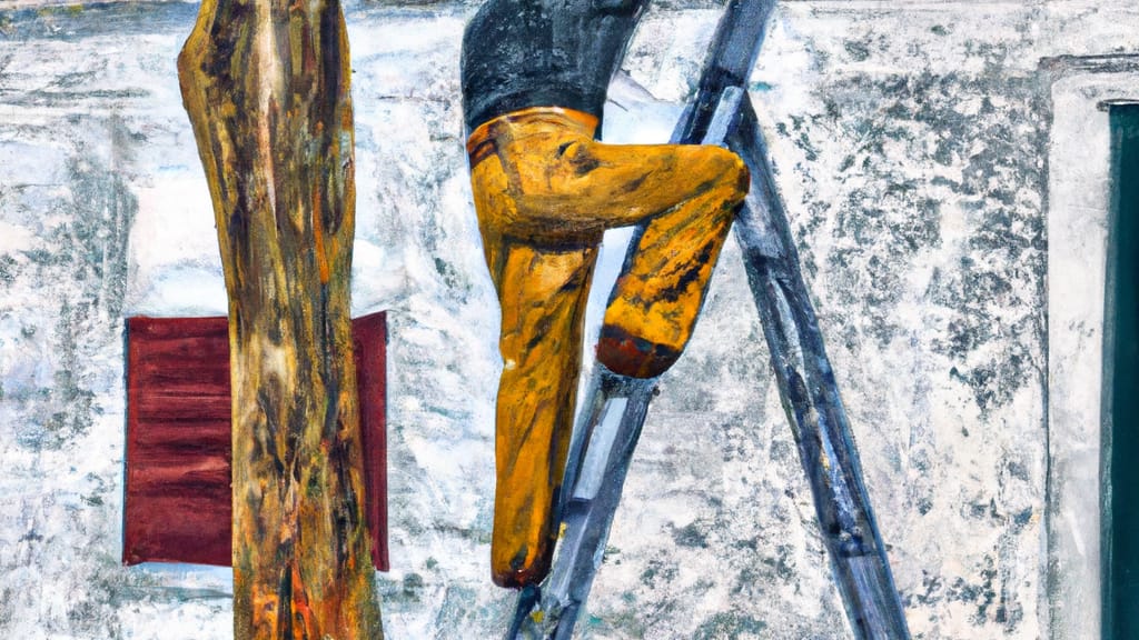 Man climbing ladder on Demopolis, Alabama home to replace roof
