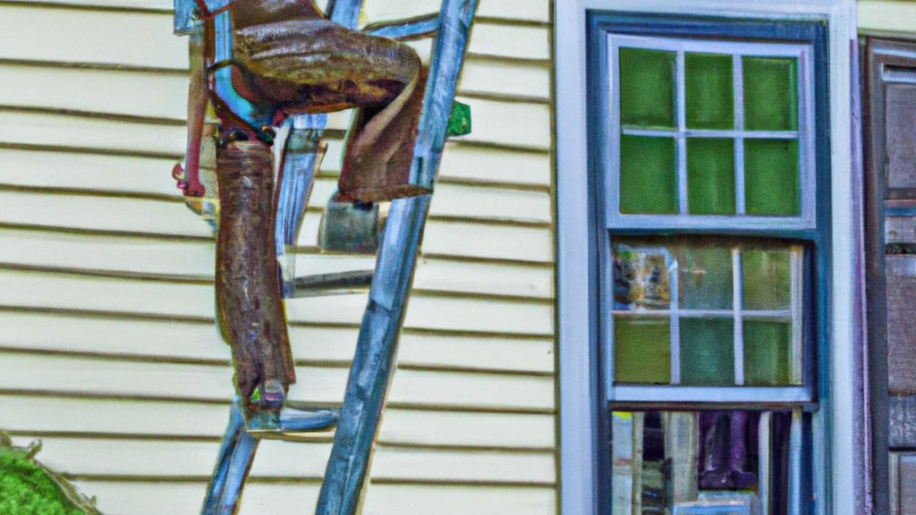 Man climbing ladder on Denison, Iowa home to replace roof