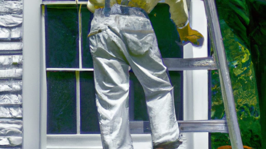 Man climbing ladder on Dighton, Massachusetts home to replace roof