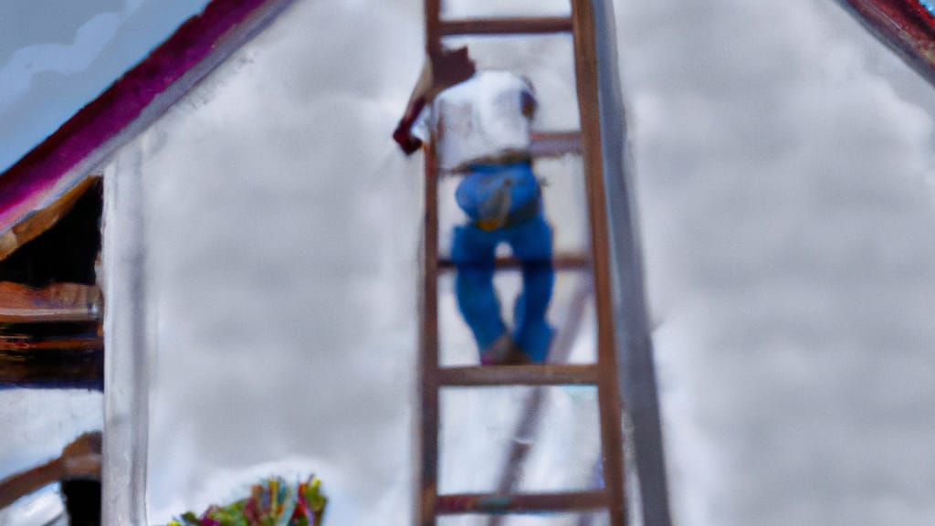 Man climbing ladder on Donna, Texas home to replace roof