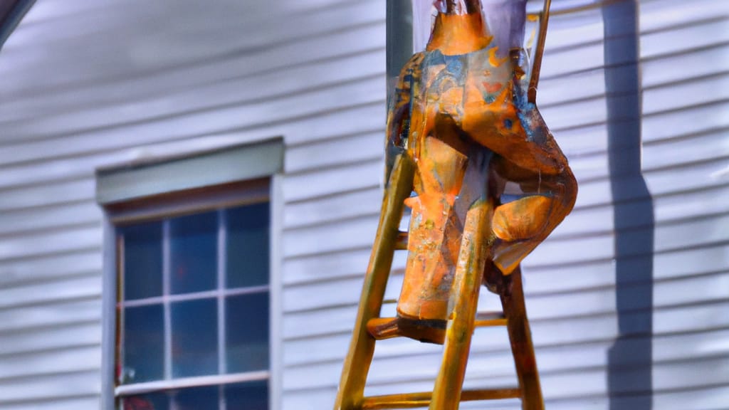 Man climbing ladder on Dothan, Alabama home to replace roof