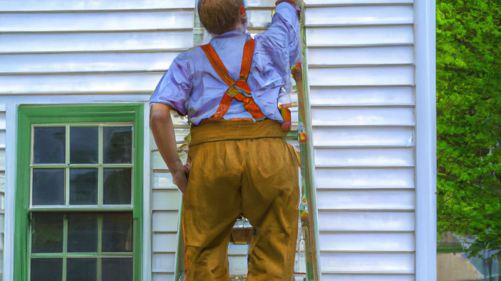 Man climbing ladder on Dover, Ohio home to replace roof