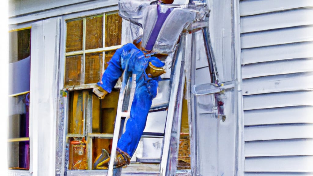 Man climbing ladder on Dublin, Georgia home to replace roof