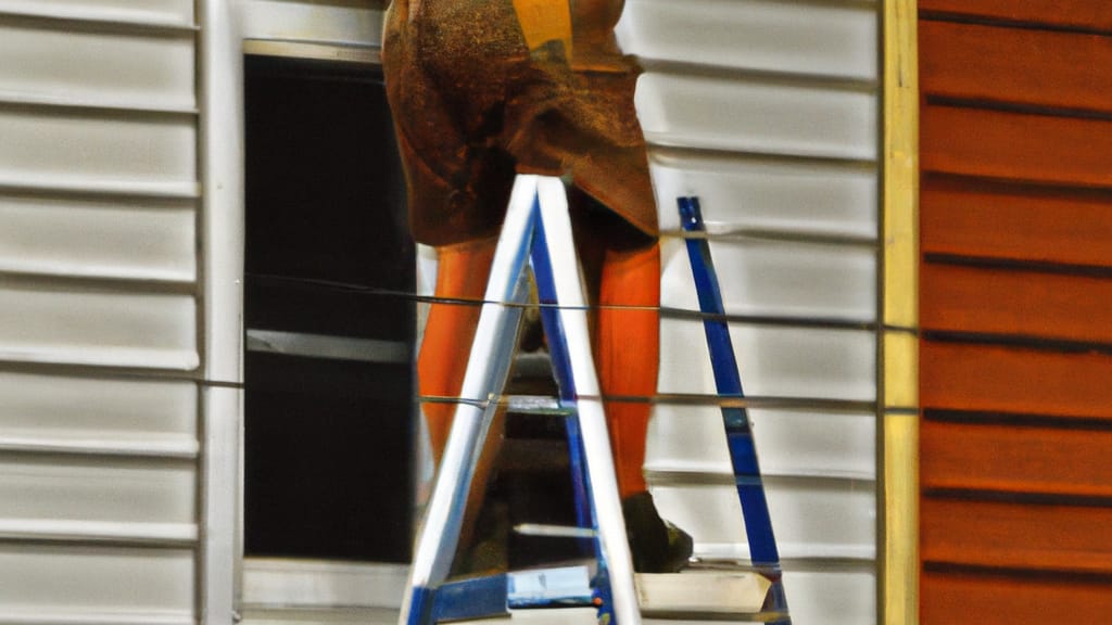 Man climbing ladder on Dundee, Illinois home to replace roof
