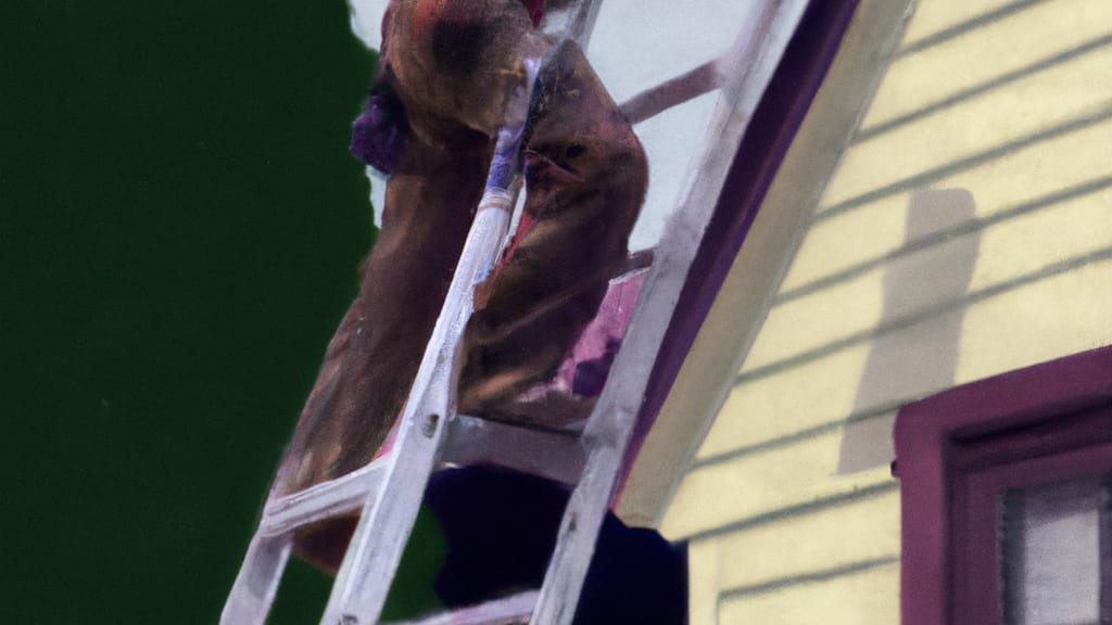 Man climbing ladder on Dundee, Michigan home to replace roof