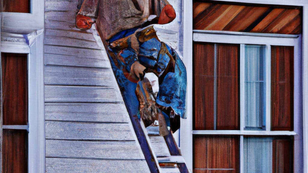 Man climbing ladder on Dunedin, Florida home to replace roof