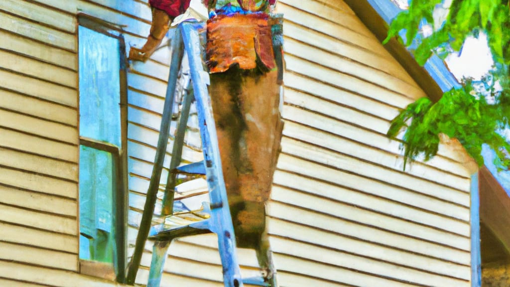 Man climbing ladder on Eden Prairie, Minnesota home to replace roof