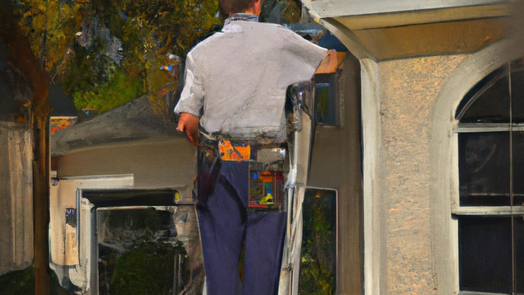 Man climbing ladder on Edgewater, Florida home to replace roof