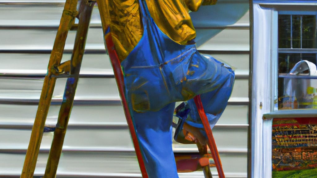 Man climbing ladder on Effingham, Illinois home to replace roof