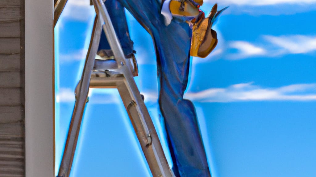 Man climbing ladder on El Dorado Hills, California home to replace roof