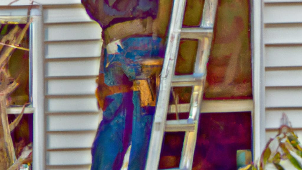 Man climbing ladder on Elizabethton, Tennessee home to replace roof