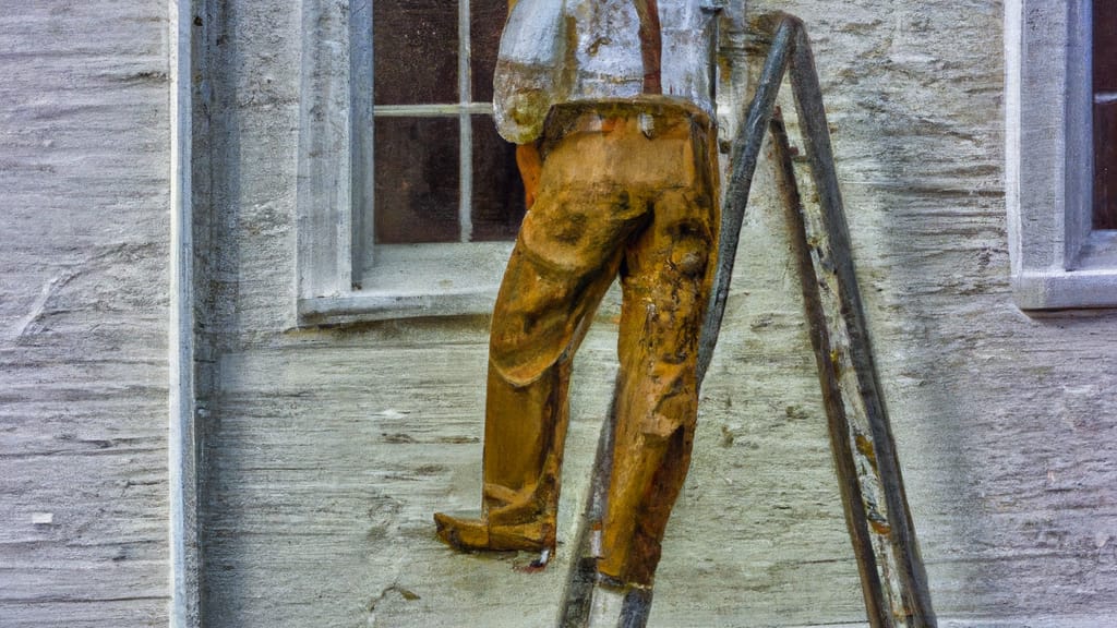 Man climbing ladder on Elizabethtown, Kentucky home to replace roof