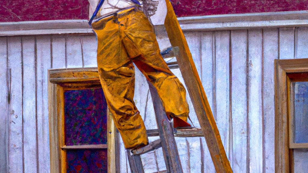 Man climbing ladder on Ephraim, Utah home to replace roof