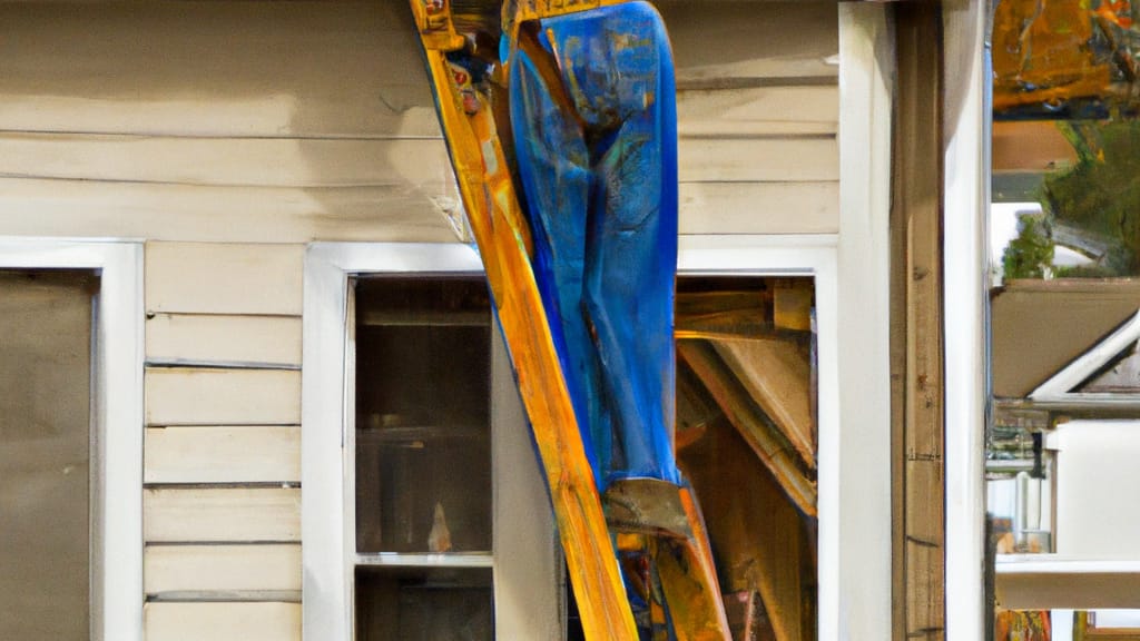 Man climbing ladder on Ephrata, Washington home to replace roof