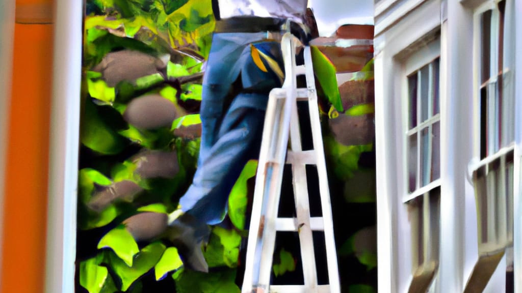 Man climbing ladder on Euclid, Ohio home to replace roof