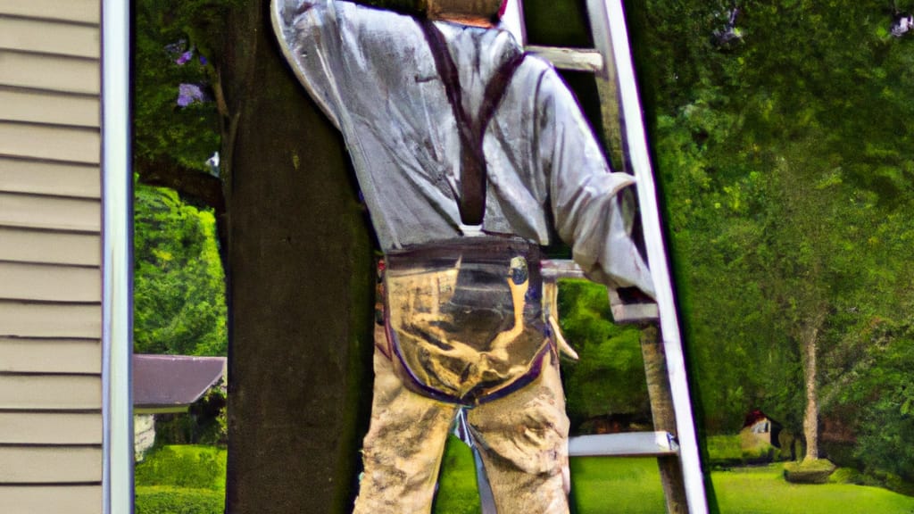 Man climbing ladder on Eudora, Kansas home to replace roof