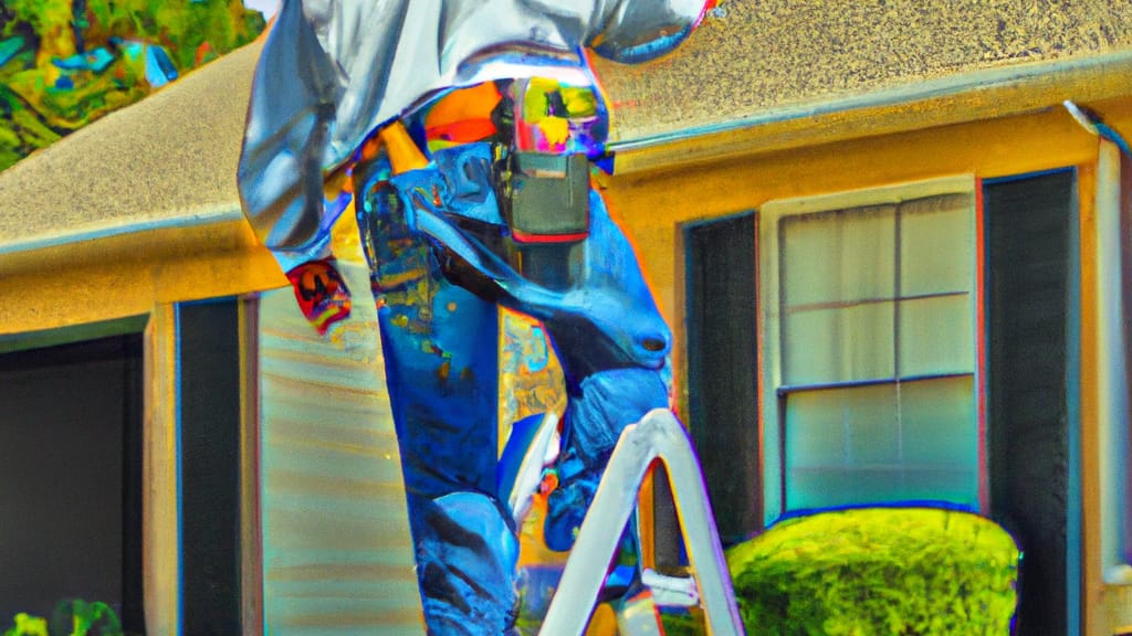 Man climbing ladder on Euless, Texas home to replace roof