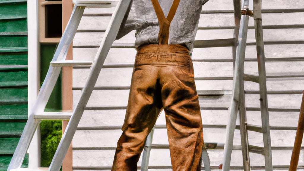 Man climbing ladder on Eureka, Illinois home to replace roof