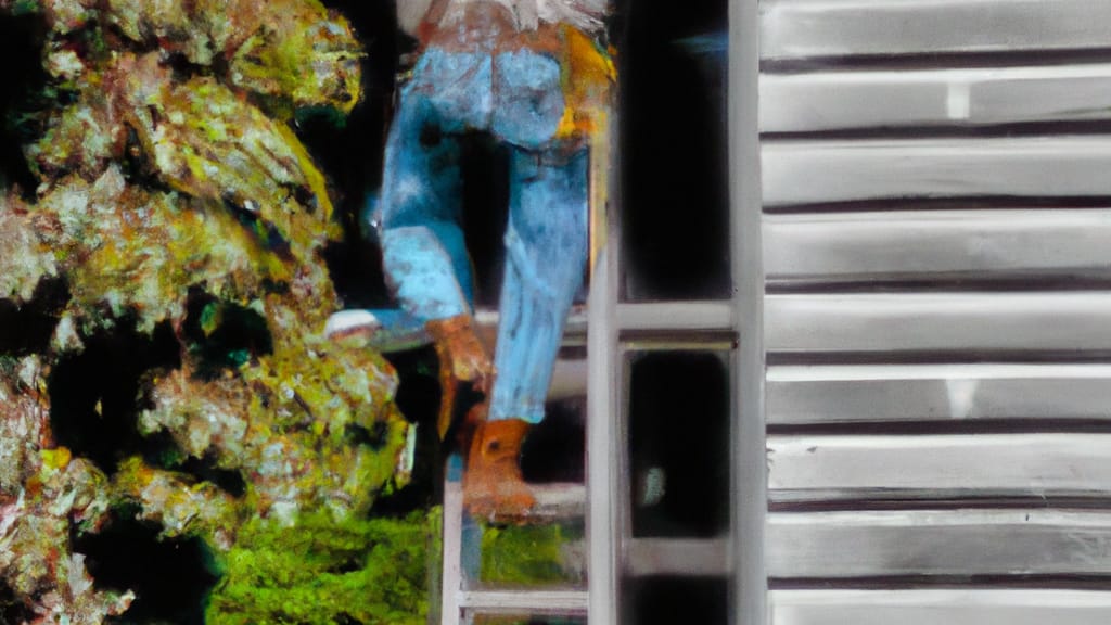 Man climbing ladder on Evans, Georgia home to replace roof