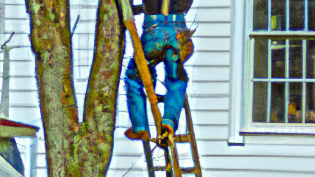 Man climbing ladder on Fairdale, Kentucky home to replace roof