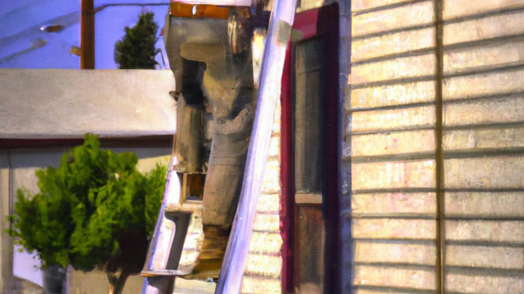 Man climbing ladder on Firebaugh, California home to replace roof