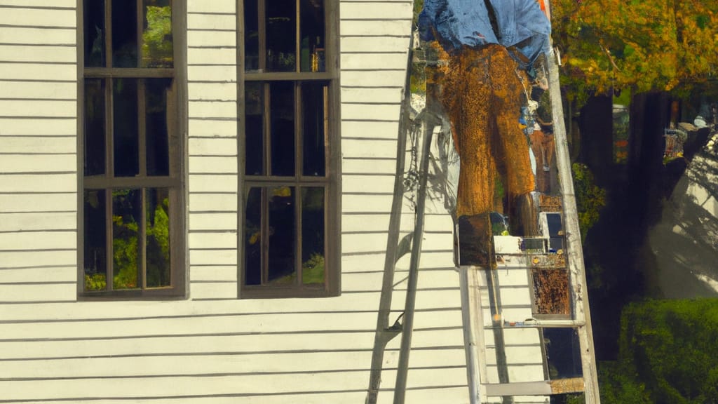 Man climbing ladder on Flatwoods, Kentucky home to replace roof