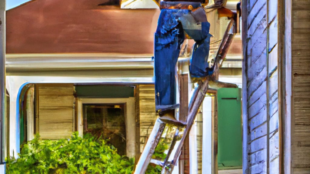 Man climbing ladder on Florence, Alabama home to replace roof