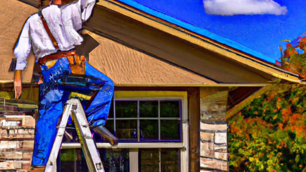 Man climbing ladder on Forney, Texas home to replace roof