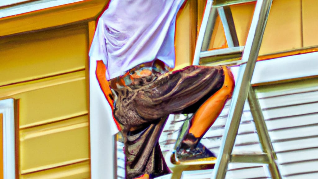Man climbing ladder on Fort Walton Beach, Florida home to replace roof