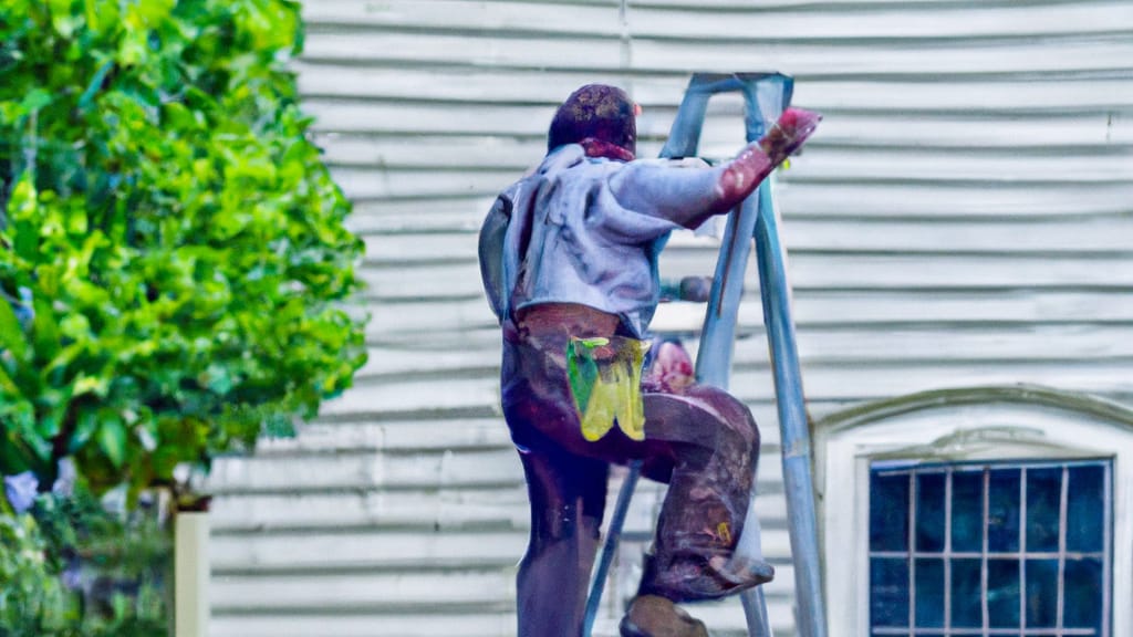 Man climbing ladder on Fountain Inn, South Carolina home to replace roof