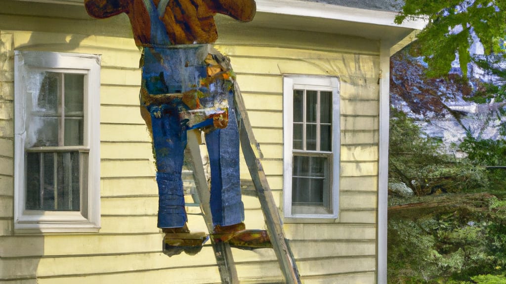 Man climbing ladder on Franklin, New Jersey home to replace roof