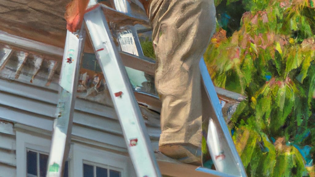 Man climbing ladder on Franklin, Ohio home to replace roof