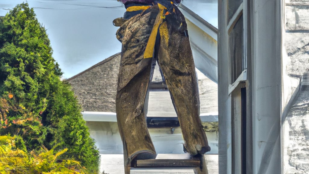 Man climbing ladder on Gainesville, Virginia home to replace roof