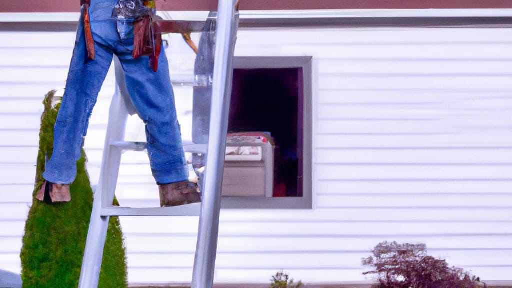 Man climbing ladder on Garden City, Idaho home to replace roof