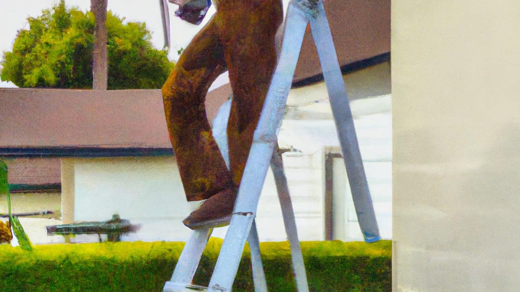 Man climbing ladder on Garden Grove, California home to replace roof