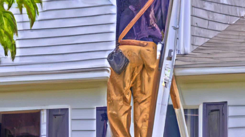 Man climbing ladder on Germantown, Maryland home to replace roof