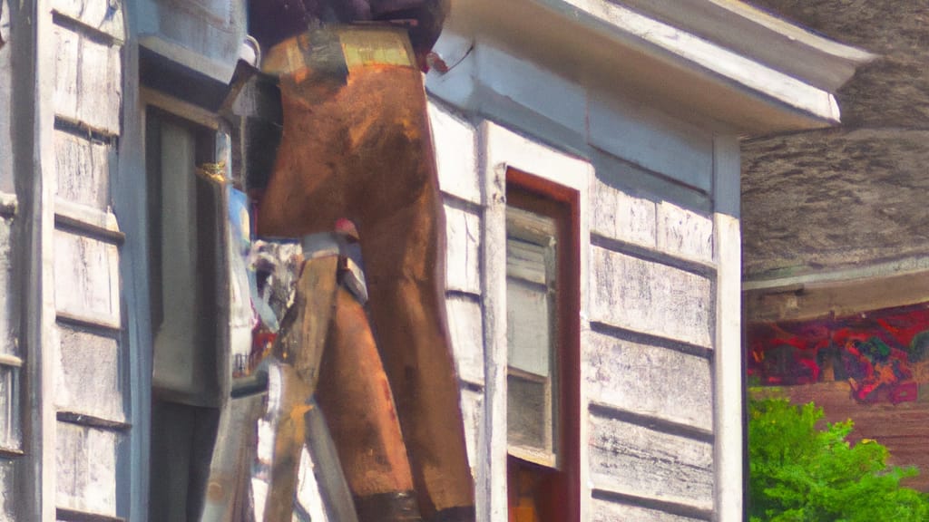 Man climbing ladder on Girard, Ohio home to replace roof